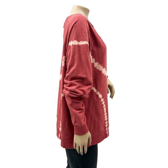 Custom Tie Dye Red Slouchy Scoop Neck Long Sleeves‎ Everyday Sweatshirt Women L - Picture 3 of 9